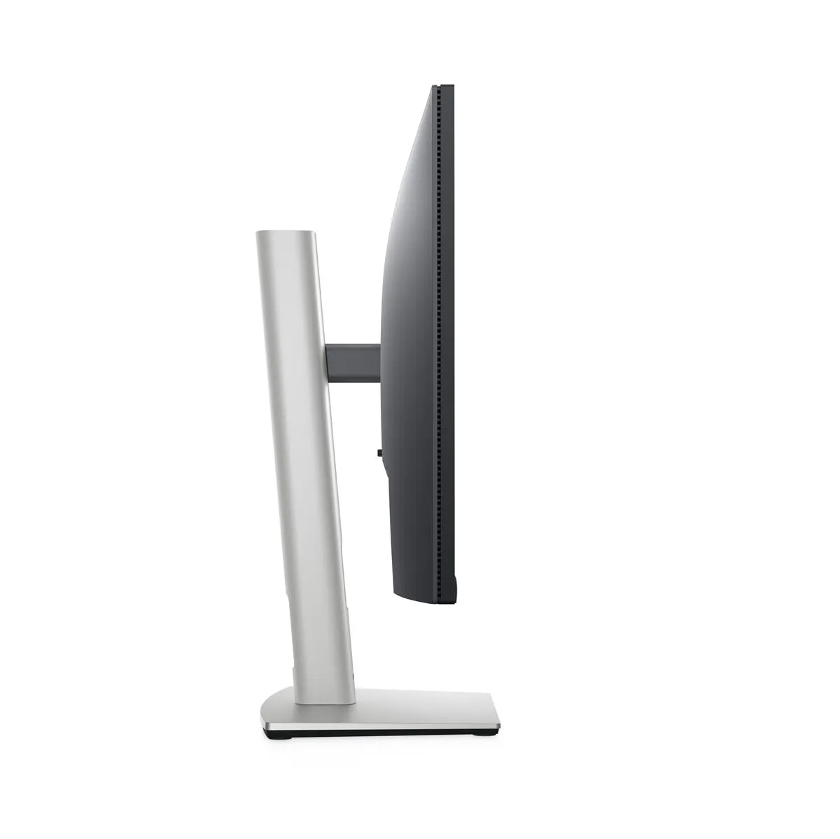 Dell Bildschirm in Seitenperspektive – zeigt das elegante, flache Design und den ergonomischen Standfuß