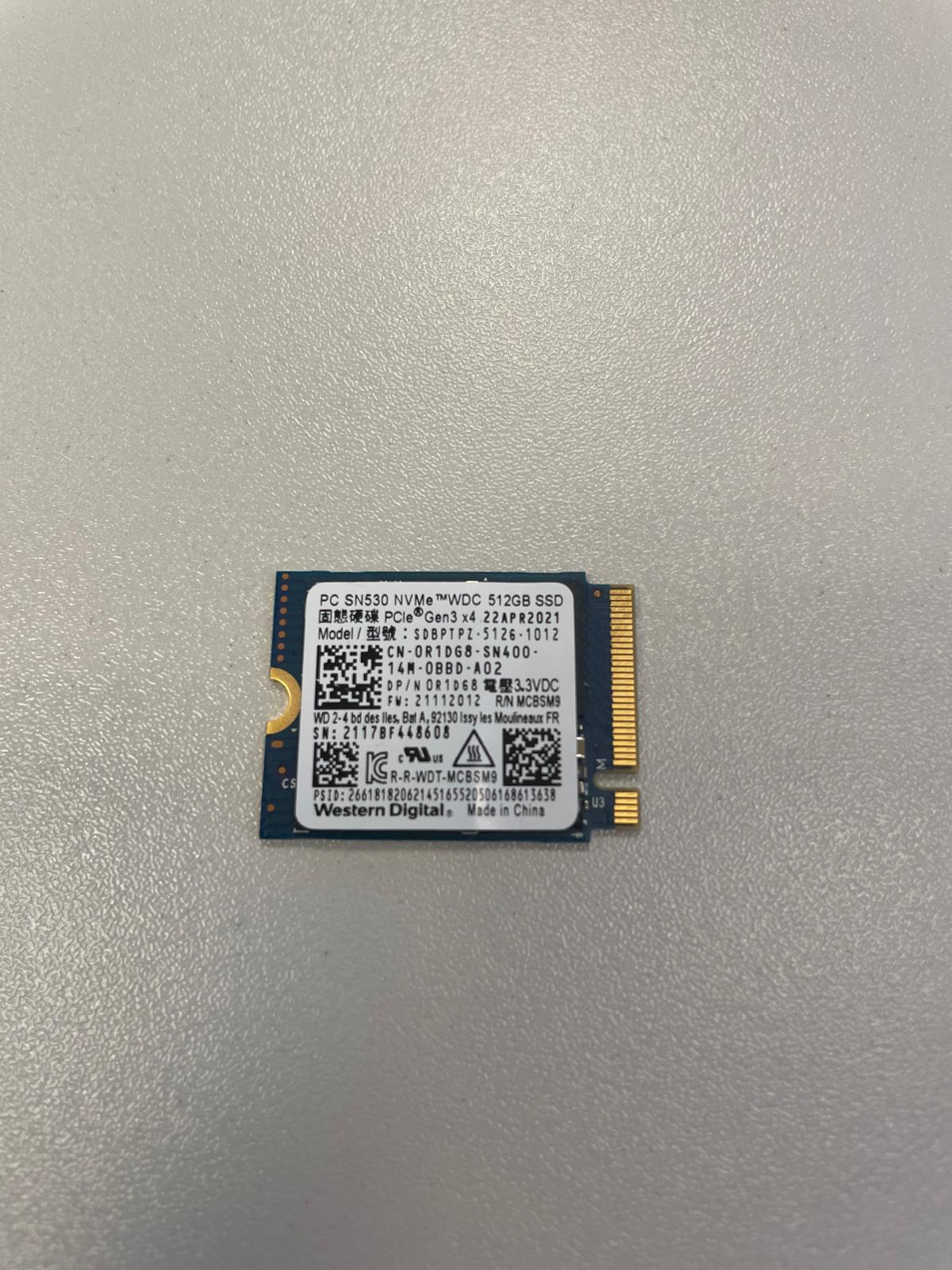 Western Digital 512 GB SSD SN530 NVMe M.2 2230 PCIe Gen3 x4 (SDBPTPZ-512G)