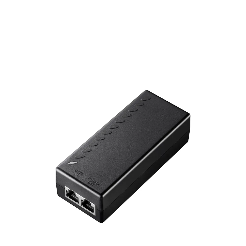 Kompakter PoE-Injektor mit zwei Ethernet-Ports für Daten- und Stromversorgung