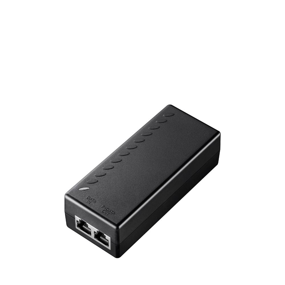 Kompakter PoE-Injektor mit zwei Ethernet-Ports für Daten- und Stromversorgung