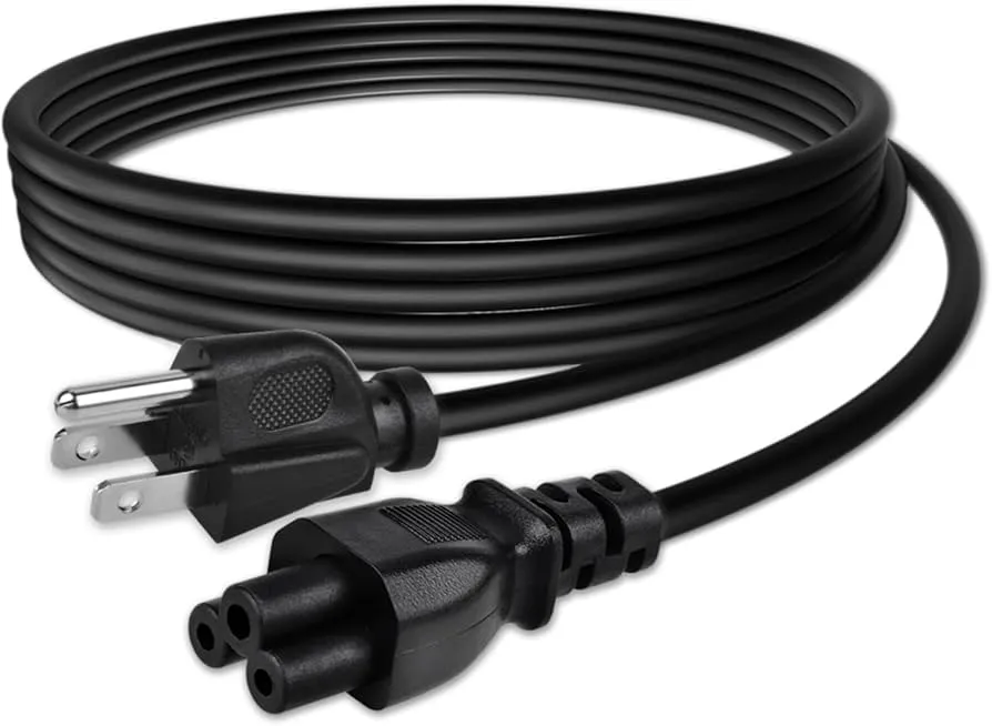 Stromversorgungskabel mit typischem Mickey-Mouse-Anschluss und US-Stecker