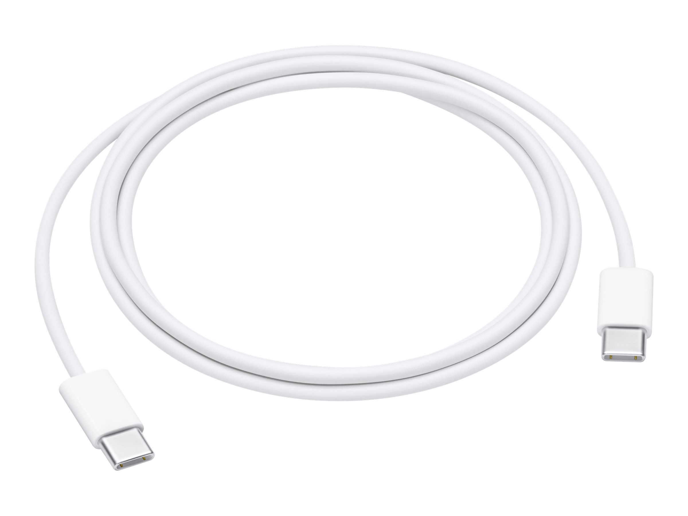 Weißes USB-C Kabel von Apple, symmetrisch dargestellt mit beiden Steckern sichtbar