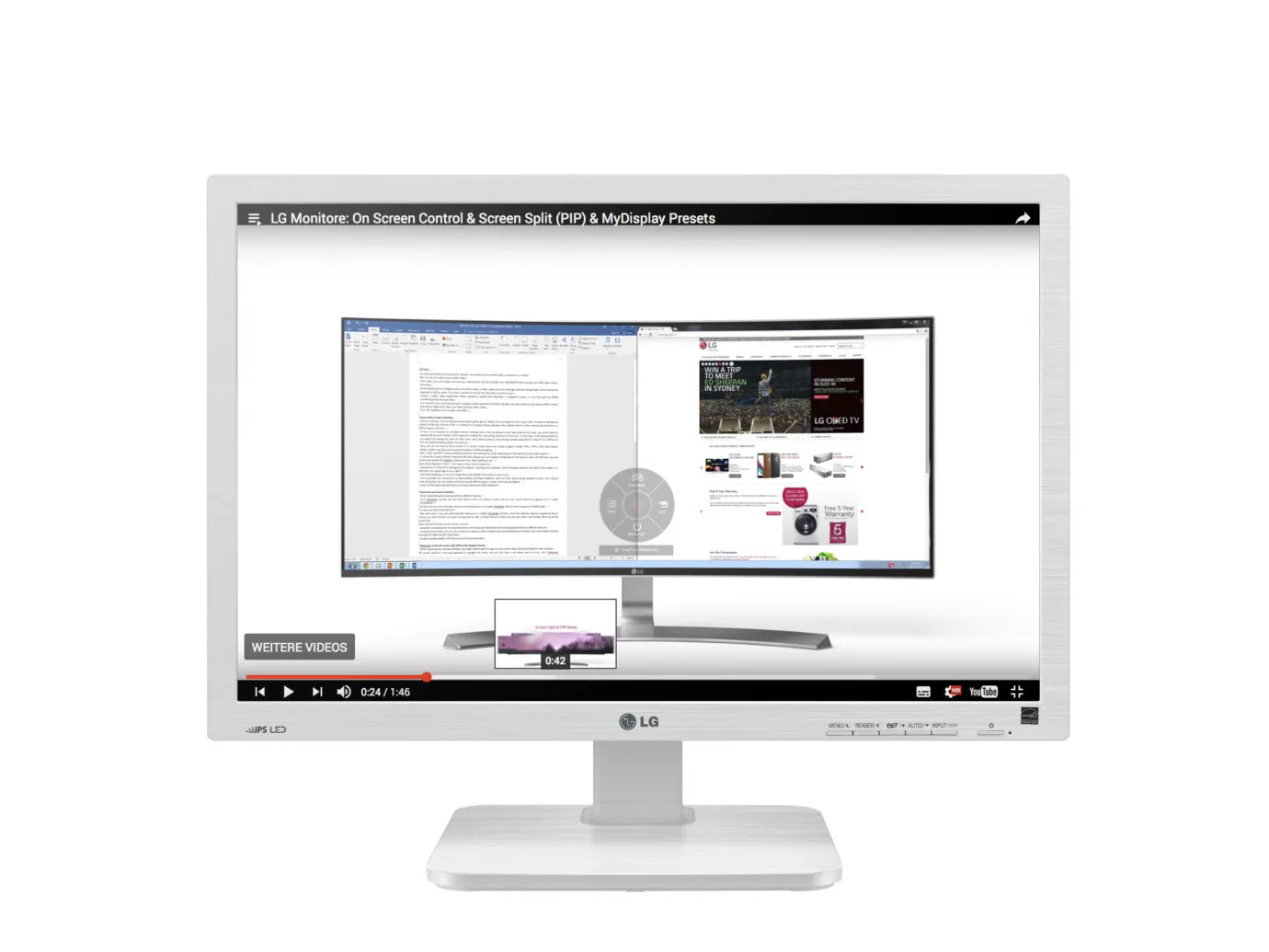 Kopie von LG 24BK55WY-W | 24" | WUXGA | LED DP VGA DVI | Weiß #1