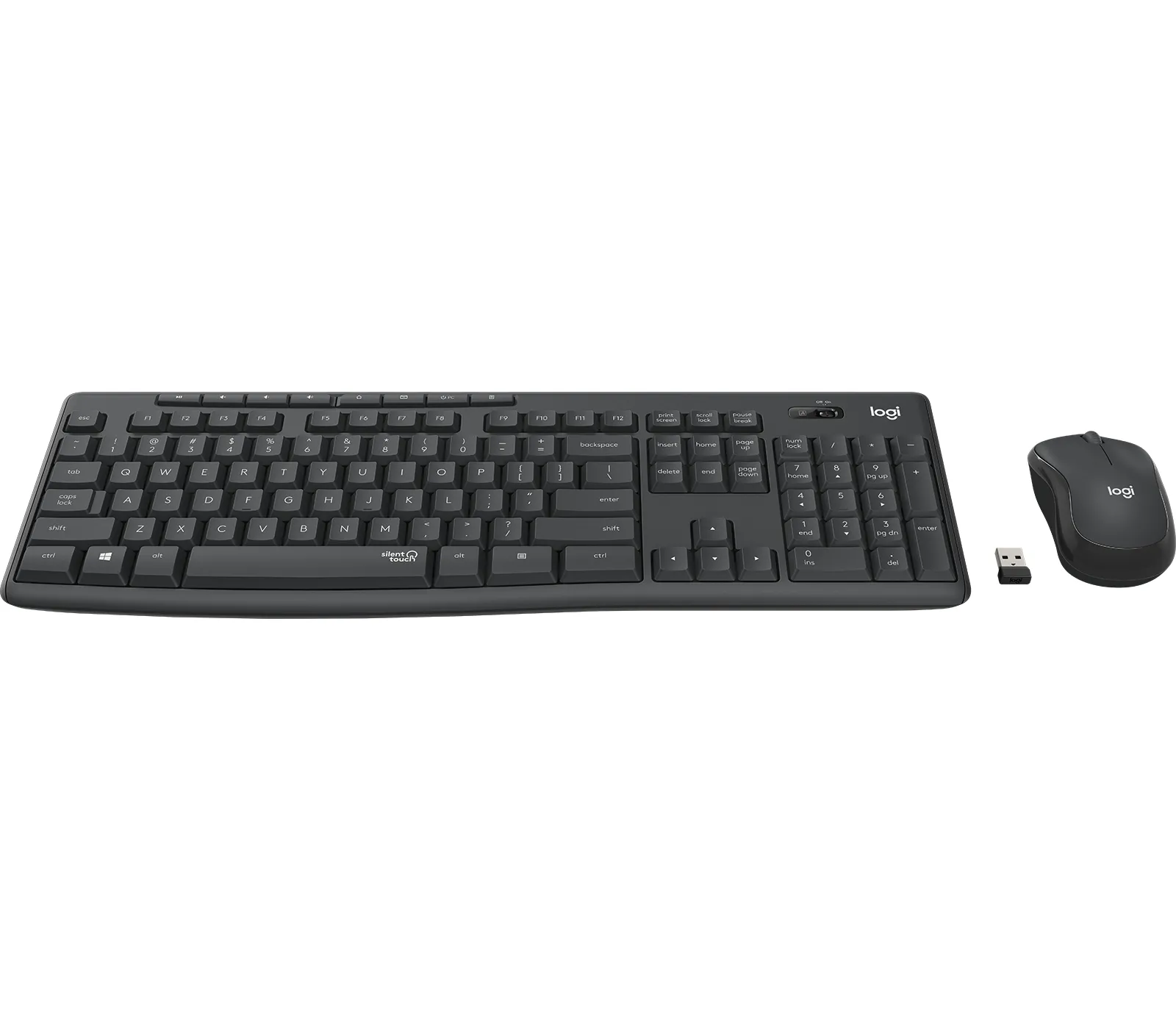 Kabelloses Tastatur- und Maus-Set in Schwarz mit zugehörigem USB-Empfänger