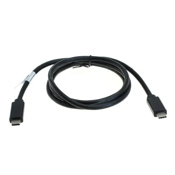 Gerolltes USB-C-auf-USB-C-Kabel mit schwarzen Steckern an beiden Enden