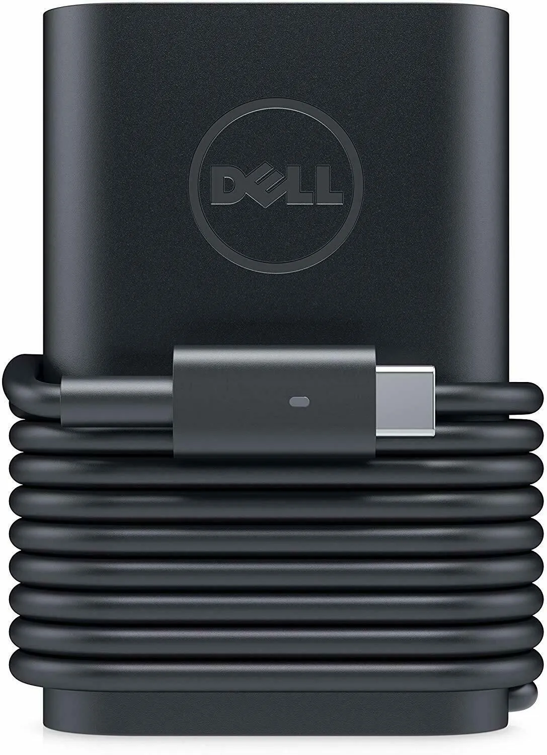 Dell USB-C Netzadapter mit ordentlich aufgewickeltem Ladekabel