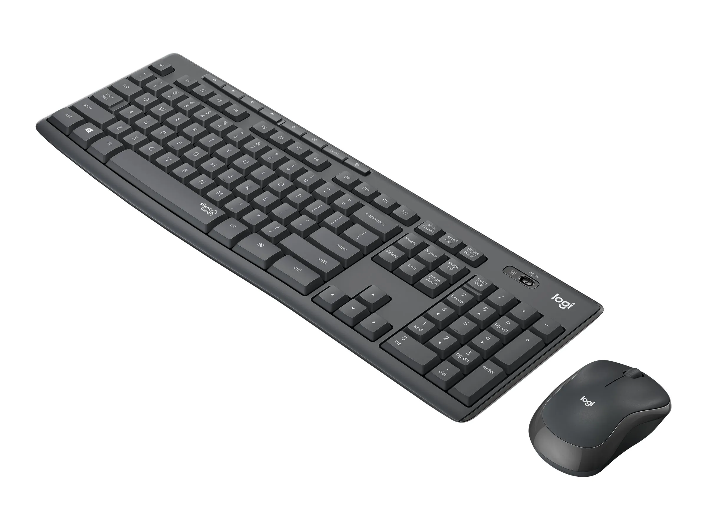 Logitech Wireless Desktop Set bestehend aus Tastatur mit flachen Tasten und passender Maus