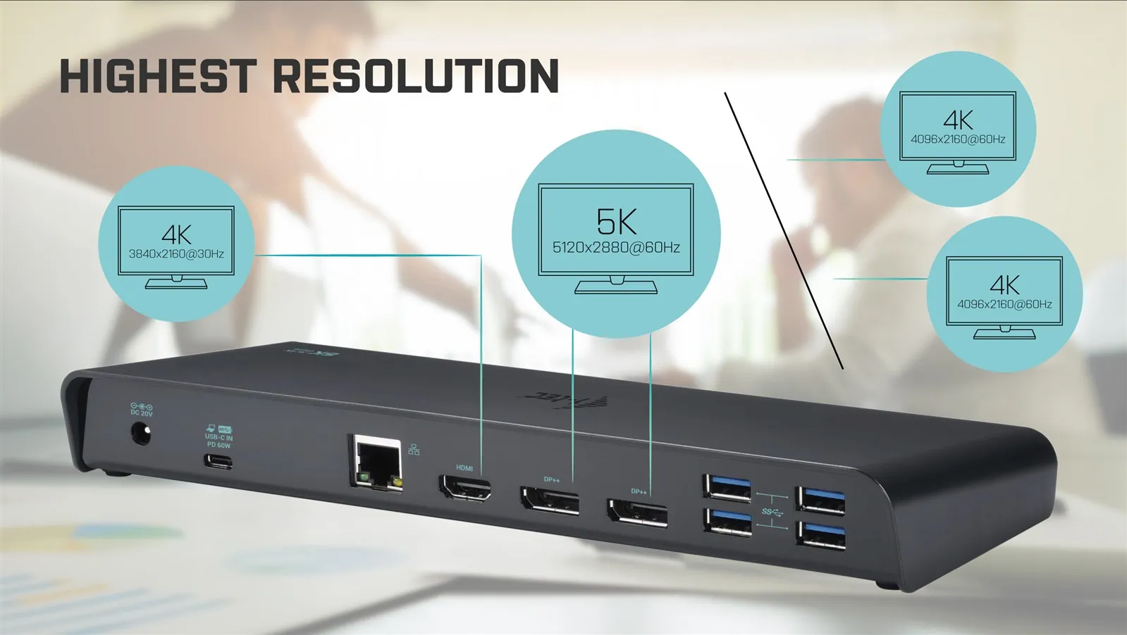 i-tec USB-C / USB-A 5K/4K Triple Display Dockingstation | ohne Netzteil