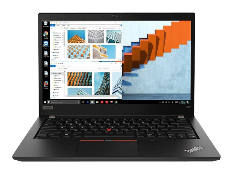 Lenovo ThinkPad T490s – geöffneter Laptop mit Windows-Oberfläche