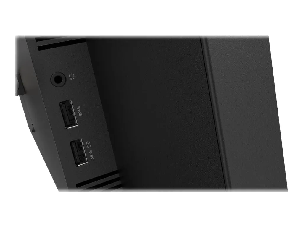 Seitliche Ansicht eines Monitors mit zwei USB-3.0-Anschlüssen und Audio-Klinkenbuchse