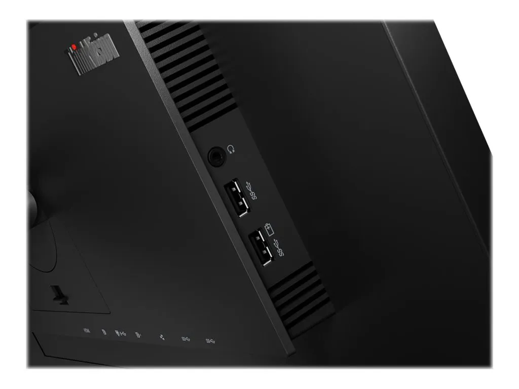 Lenovo-Monitor mit leicht zugänglichen seitlichen Anschlüssen für Peripheriegeräte