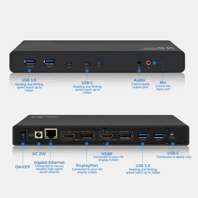 Prokord UG69PD1 USB-C Dual 4K Universal Docking Station | 2x DP 2x HDMI | inkl.Zubehör