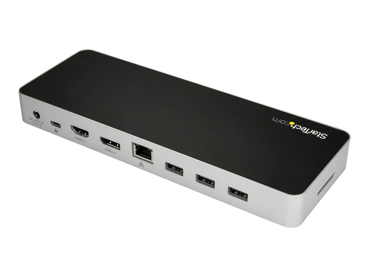 StarTech Dockingstation in Perspektivansicht mit Anschlussports für Display und Netzwerk