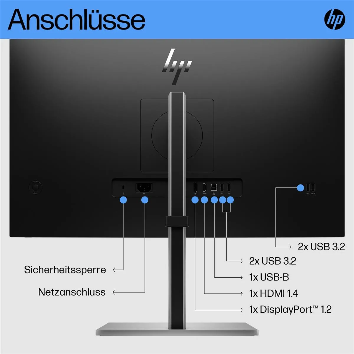 HP EliteDisplay E27 G5 | 27" | Full HD | HDMI DisplayPort | schwarz/silber