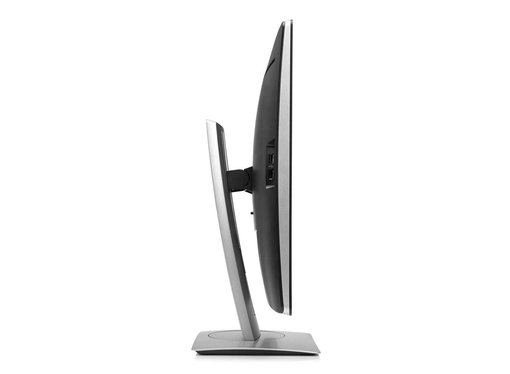 HP EliteDisplay Monitor in Profilansicht mit dünnem Bildschirm und Standfuß.