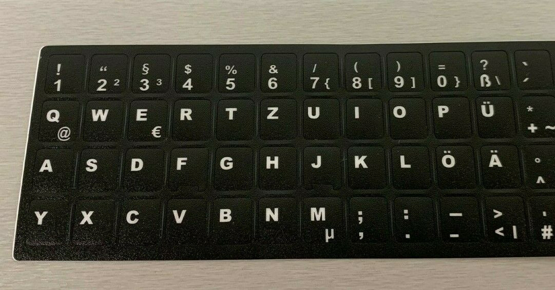 Deutsche Tastatur-Aufkleber (universal) für Laptop Schwarz Matt, 48 Tasten