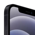 Nahaufnahme der oberen linken Vorderseite eines schwarzen Apple iPhones mit abgerundeten Kanten und Frontkamera