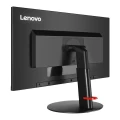 Lenovo ThinkVision T24i-10 Monitor in schräger Rückansicht von hinten links, mit schwarzem Standfuß und sichtbarem Lenovo-Logo