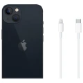 Apple iPhone in schwarzer Ausführung mit Zubehörkabel zum Laden und Synchronisieren