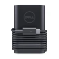 Dell Laptop-Ladegerät mit aufgerolltem USB-C-Kabel und rundem Netzadapterdesign