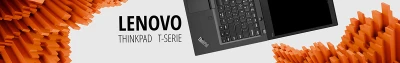 Grafisches Banner für Lenovo ThinkPad T Serie mit Business-Notebook
