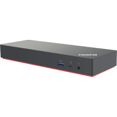 Schräg dargestellte Lenovo ThinkPad Dockingstation mit USB und Audioanschluss