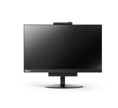 Lenovo ThinkCentre Tiny-in-One 24 Gen3 | 23.8" | Full HD | schwarz Lenovo ThinkCentre Tiny-in-One 24 Gen3 Monitor frontal aufgenommen mit integriertem Standfuß und ausgefahrener Webcam