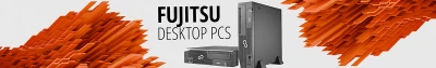 Banner der Kategorie Fujitsu Desktop PCs mit abgebildeten Desktop-Computern