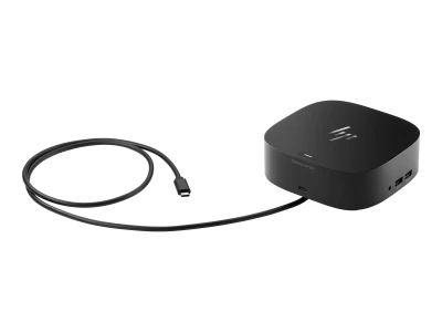 HP-Dockingstation in Schwarz mit fest integriertem USB-C-Kabel