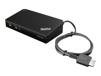 Lenovo ThinkPad OneLink Plus Dockingstation in schräger Ansicht mit festem Verbindungskabel