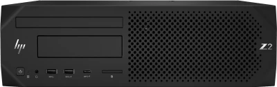 Gehäusefront einer schwarzen HP Z2 Workstation mit verschiedenen Ports und Markenlogo