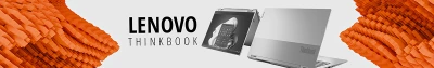 Banner für Lenovo ThinkBook Serie mit modernen Business-Notebooks und Produktübersicht.