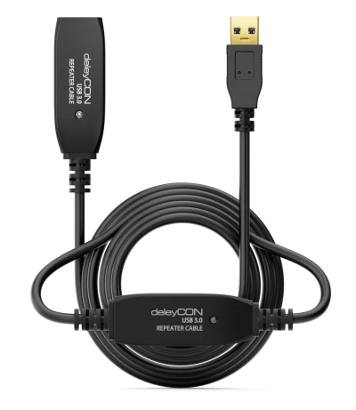 deleyCON Aktives USB 3.0 Verlängerungskabel mit Signalverstärker | 15 Meter | MK4830