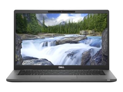 Dell Latitude 7320 in frontaler Ansicht, geöffnet mit eingeschaltetem Display und sichtbarer Tastatur
