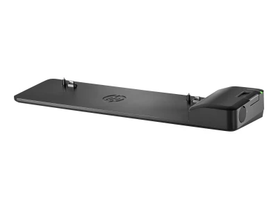 HP UltraSlim Dockingstation mit seitlichem Anschlussmodul und Entriegelungsmechanismus