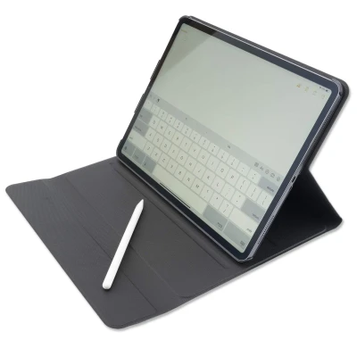 Schwarzes 4smarts Flip Case mit Standfunktion für Apple iPad Pro 12.9, inklusive passender Halterung für den Apple Pencil
