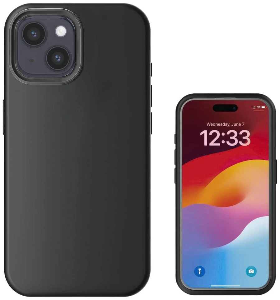 4smarts iPhone 15 Silicone Case | MagSafe Compatible | Schwarz