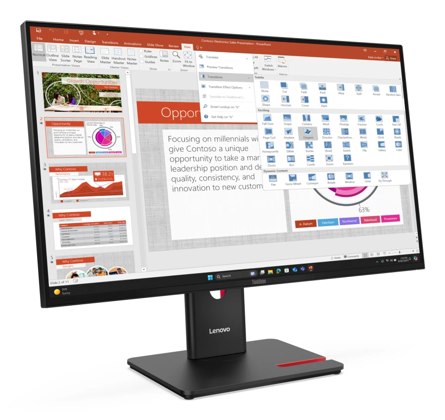 Lenovo ThinkVision T27-40 | 27" | 120 Hz | IPS | FHD | HDMI DP VGA USB-Hub | Schwarz