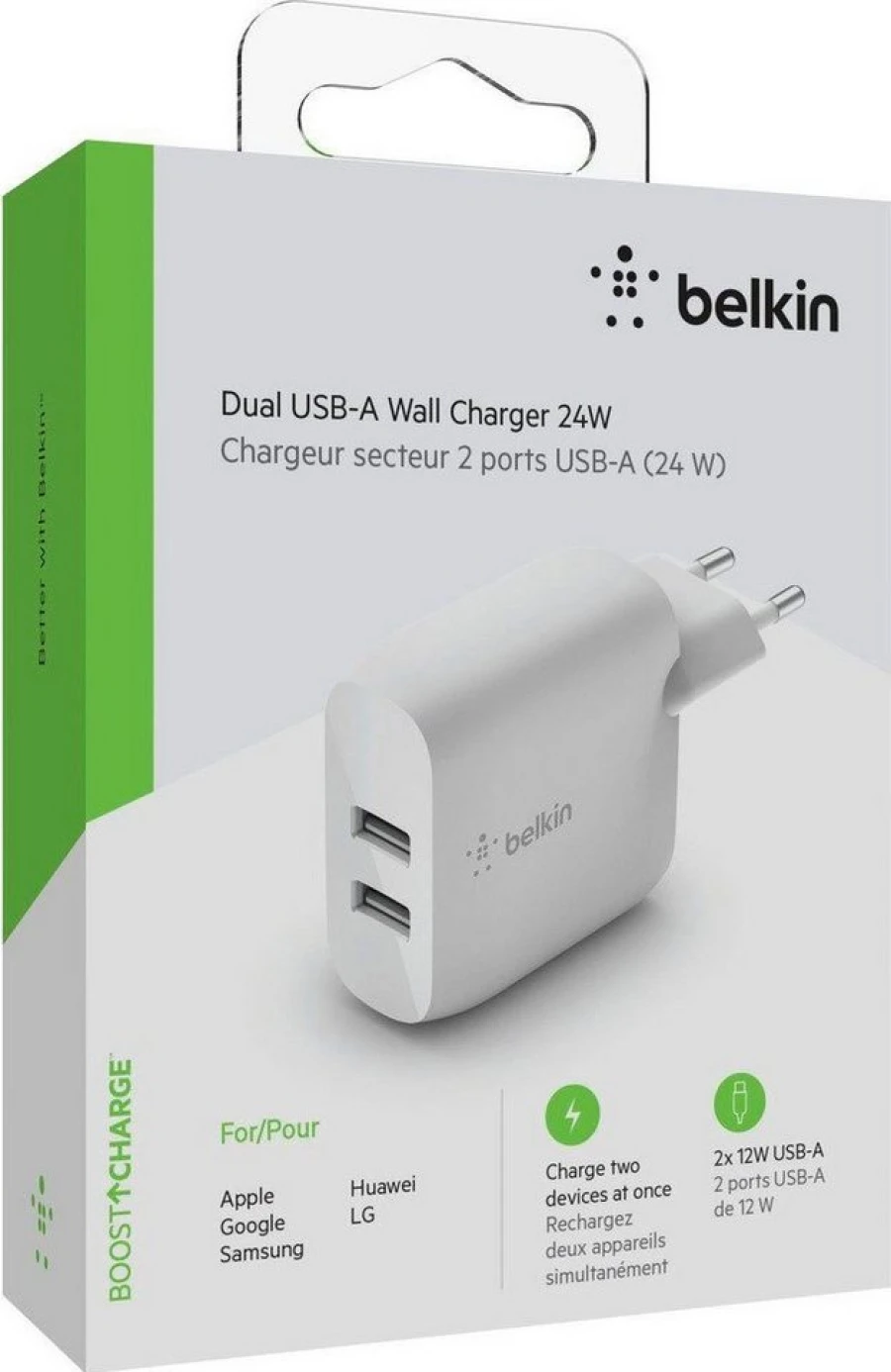 Belkin BoostCharge | 24 Watt Netzteil | 2 Ausgabeanschlussstellen | USB-A
