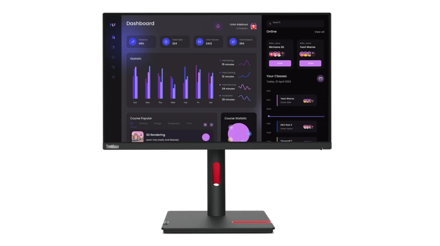 Lenovo ThinkVision T24i-30 | 24" | Full HD | IPS | HDMI DisplayPort USB-Hub | schwarz