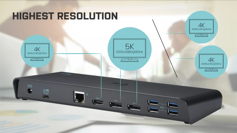 i-tec USB-C / USB-A 5K/4K Triple Display Dockingstation | ohne Netzteil