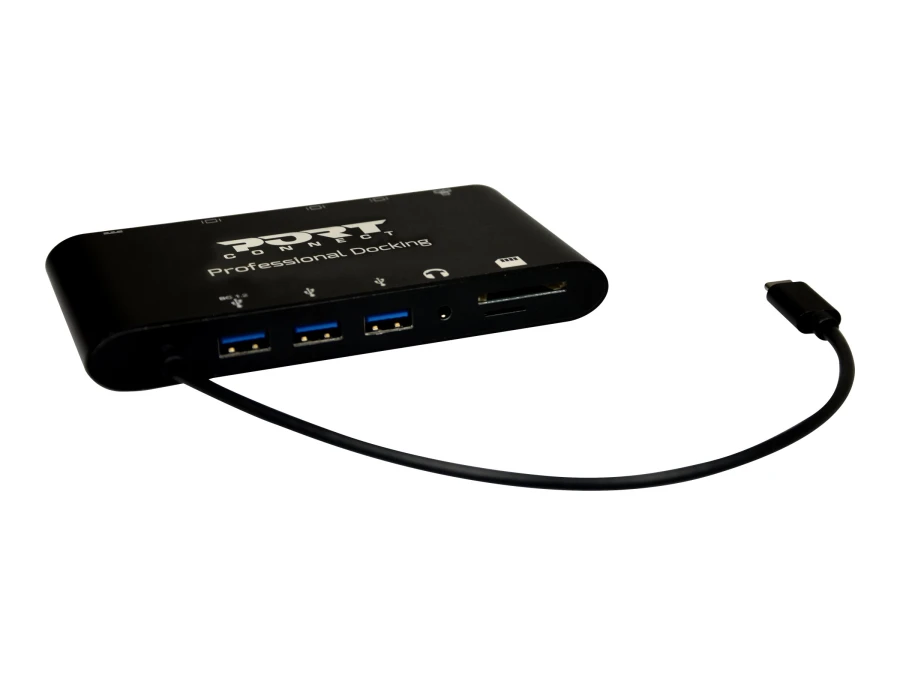 PORT Connect Dockingstation Travel USB-C Dock 1x4K++ Docking Station | inkl. 65 Watt USB-C Netzteil